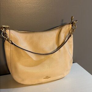 Coach Pebbled Leather Shoulder Bag in Light Tan with Gold Hardware